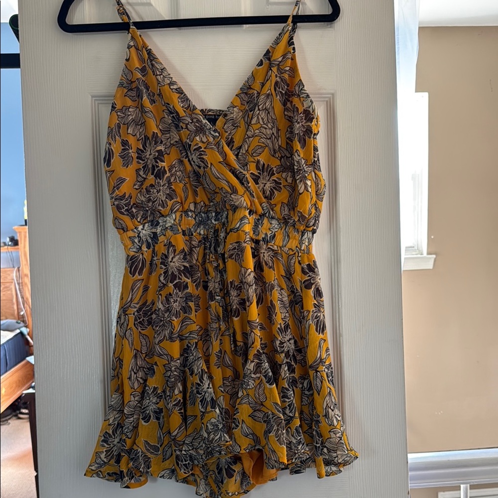 Three Hearts Yellow Floral Romper